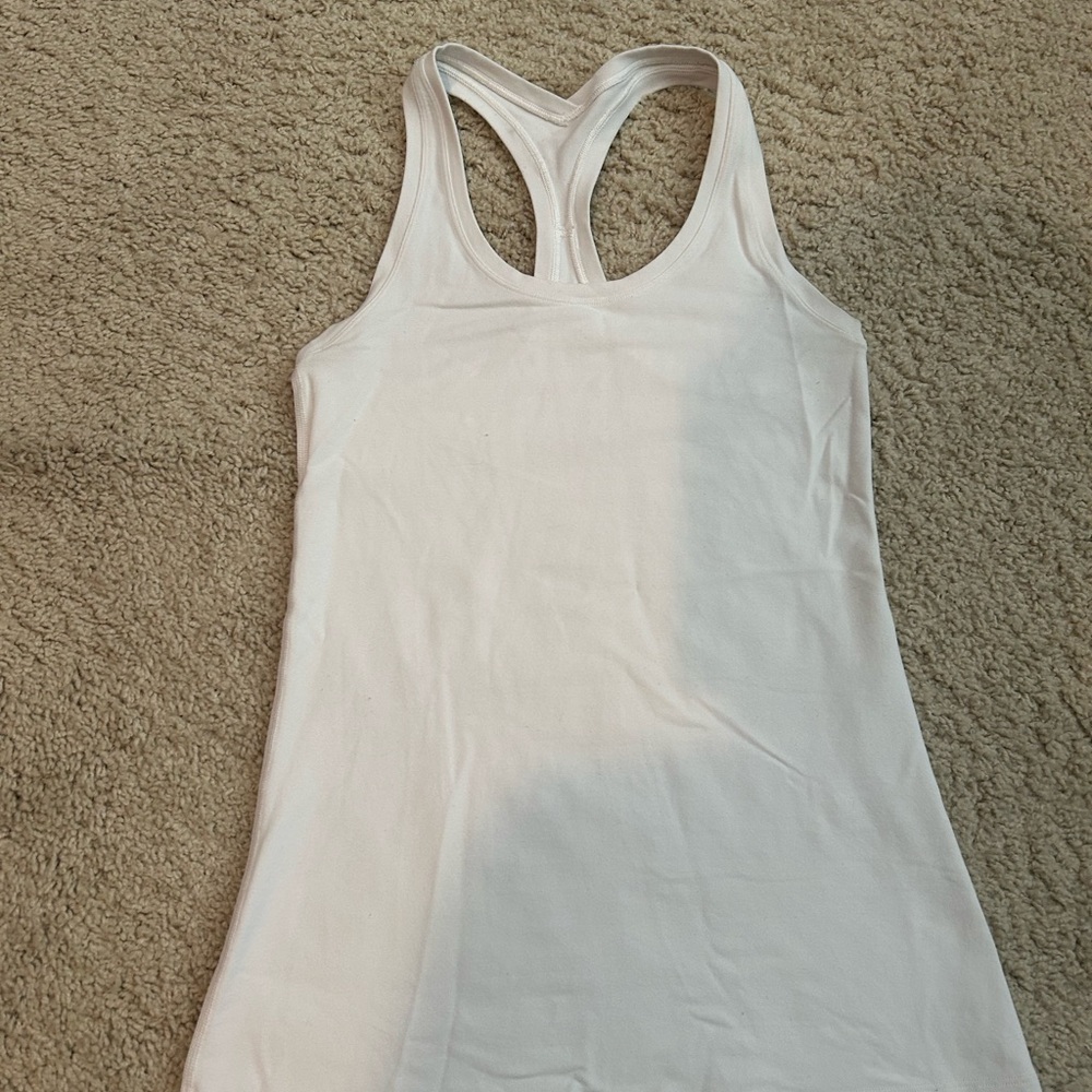 Lululemon Athletica White Fitted Backless Tank Top